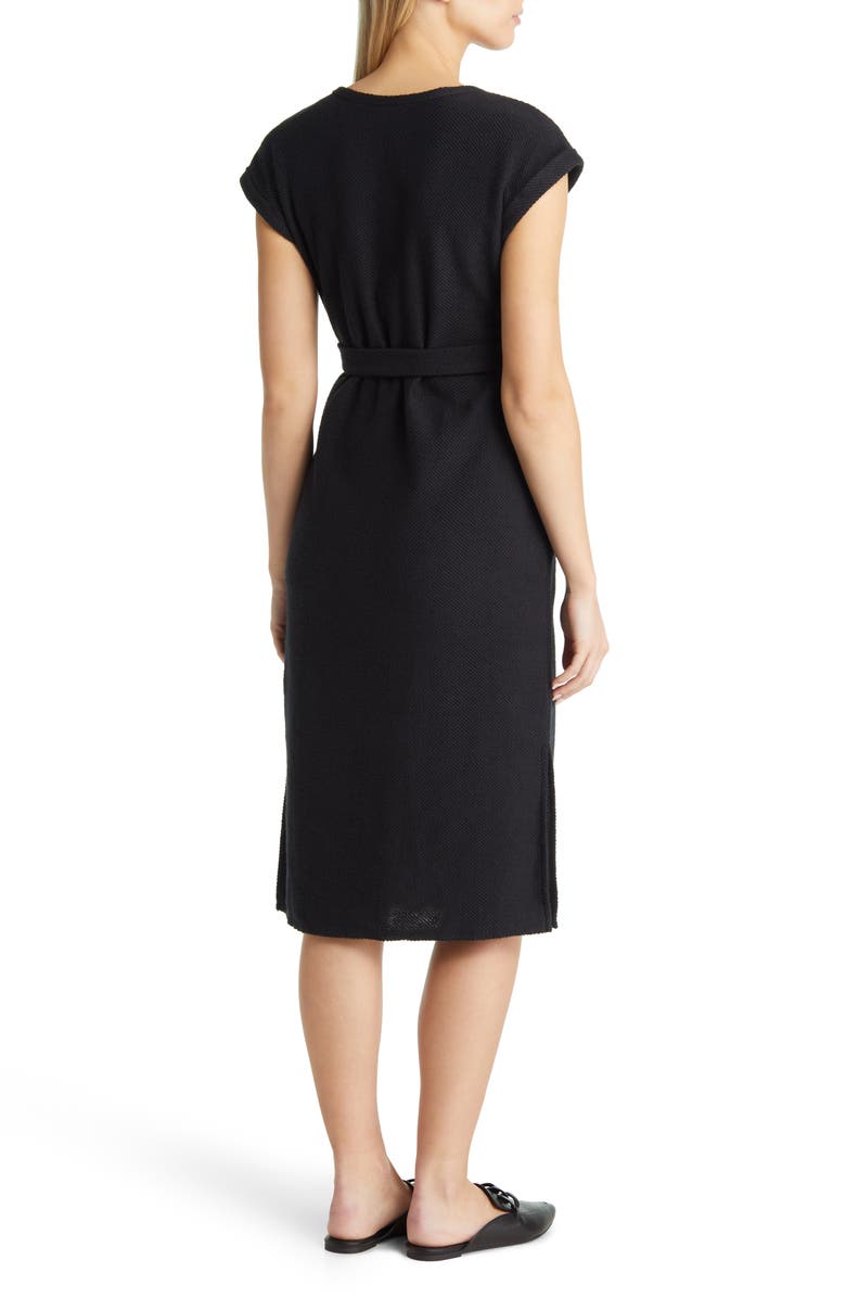 Caslon<sup>®</sup> Textured Knit Tie Waist Cotton Blend Midi Dress, Alternate, color, 