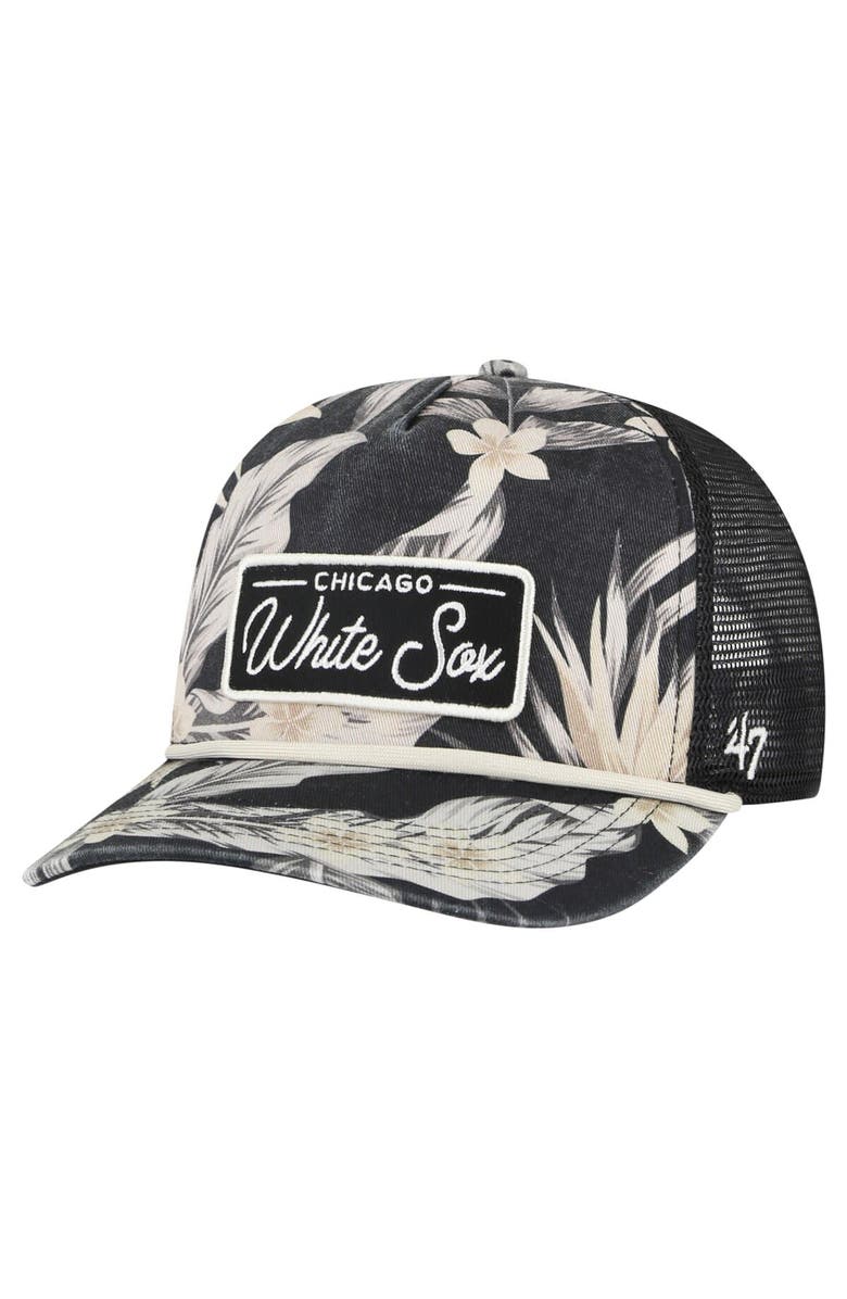 '47 Men's '47 Black Chicago White Sox Tropicalia Trucker Hitch Adjustable Hat, Main, color, Black