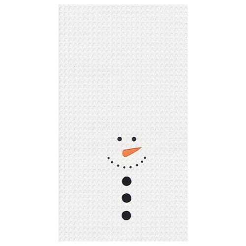C & F Home C&f Home Snowman Face Waffle Weave Cotton Kitchen Towel In White