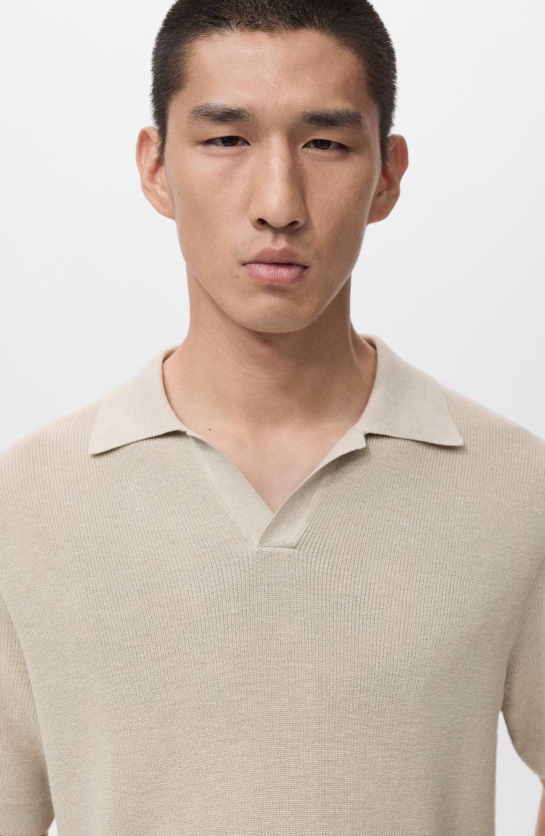 MANGO Structured Knit Polo, Alternate, color, Beige