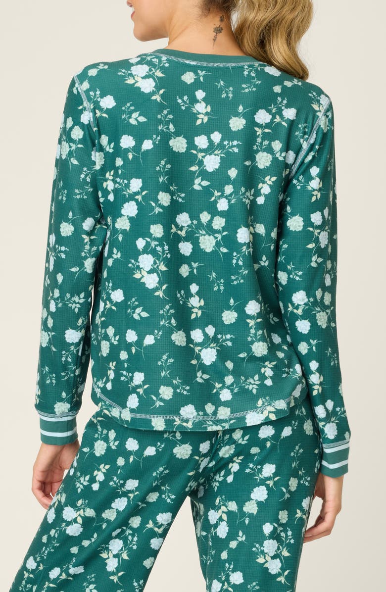 PJ Salvage Winter Land Floral Thermal Velour Pajama Top, Alternate, color, Dark Forest