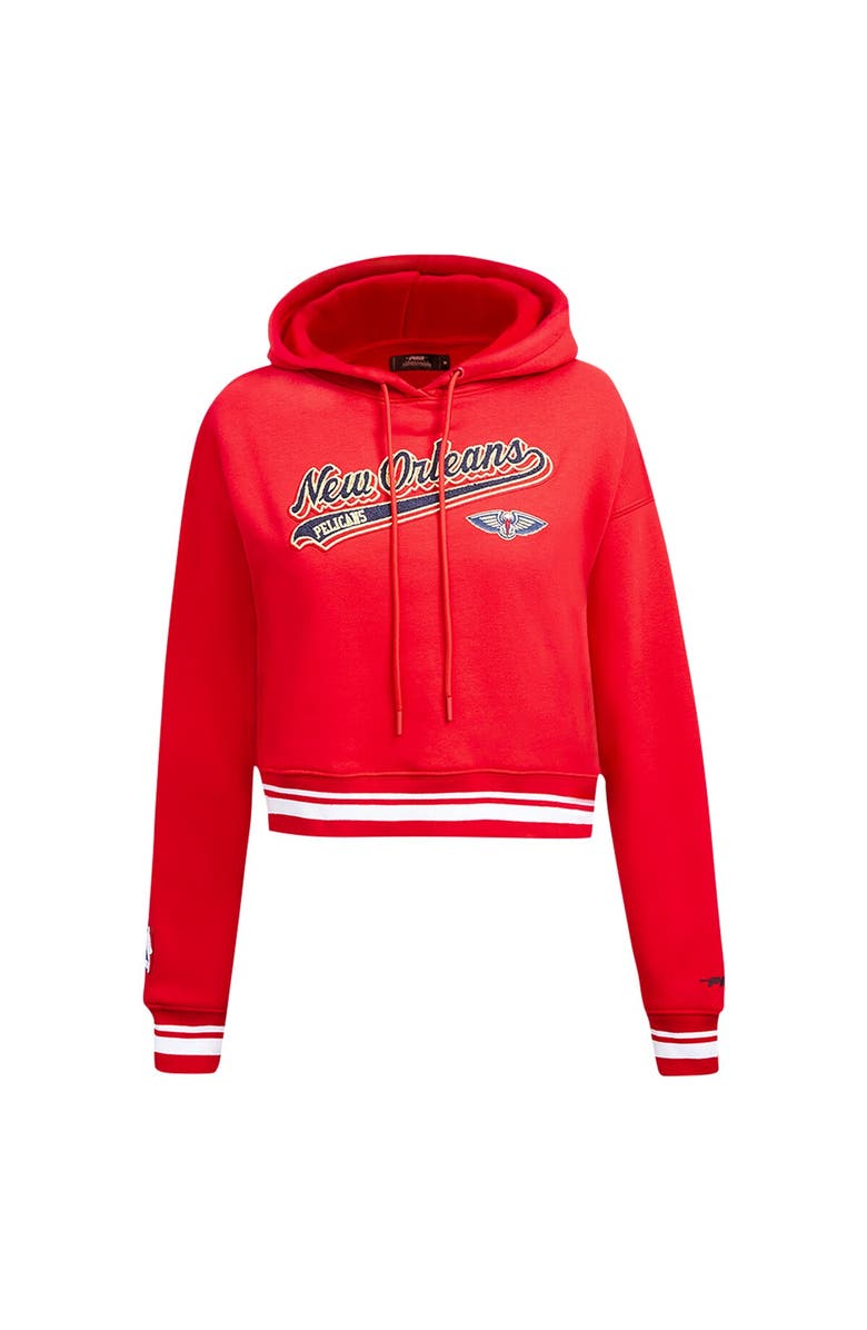 PRO STANDARD Women's Pro Standard Red New Orleans Pelicans Script Tail Cropped Pullover Hoodie, Alternate, color, Red