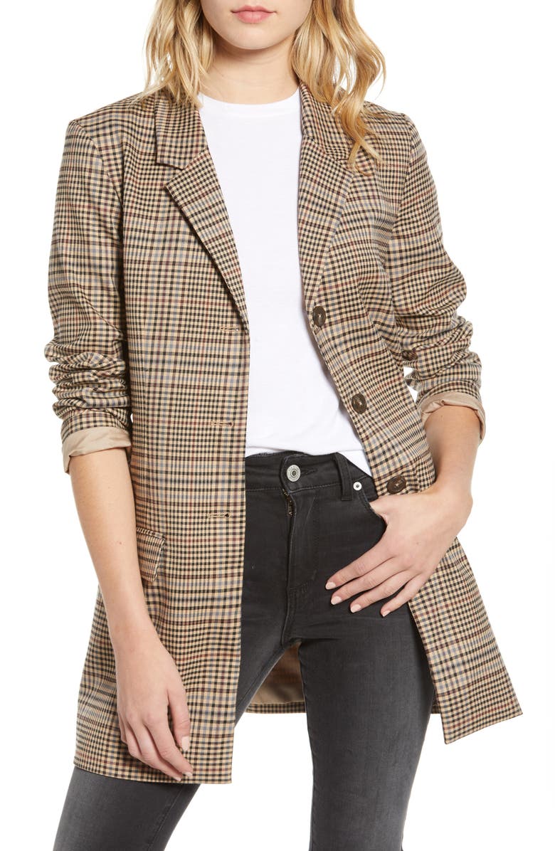 BB Dakota by Steve Madden BB Dakota Check This Out Plaid Boyfriend Blazer, Main, color, 