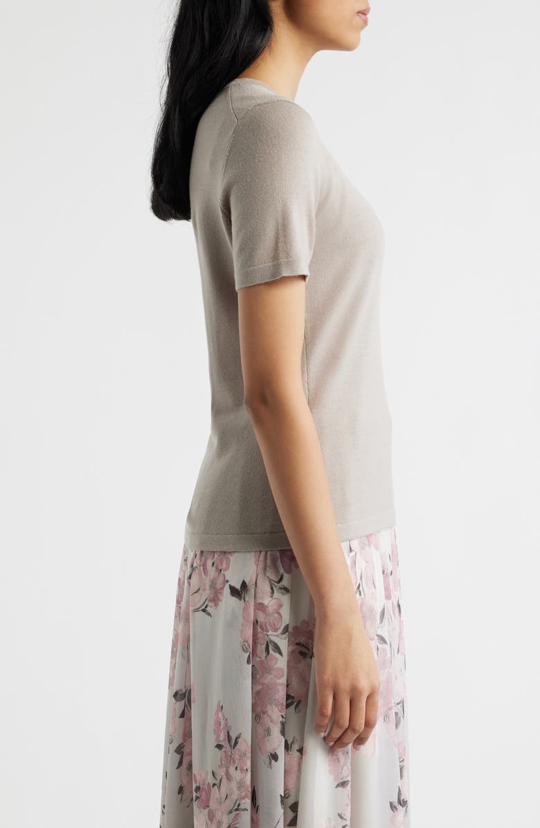 Anne Klein Luxe Washable Short Sleeve Wool Sweater, Alternate, color, Porcini