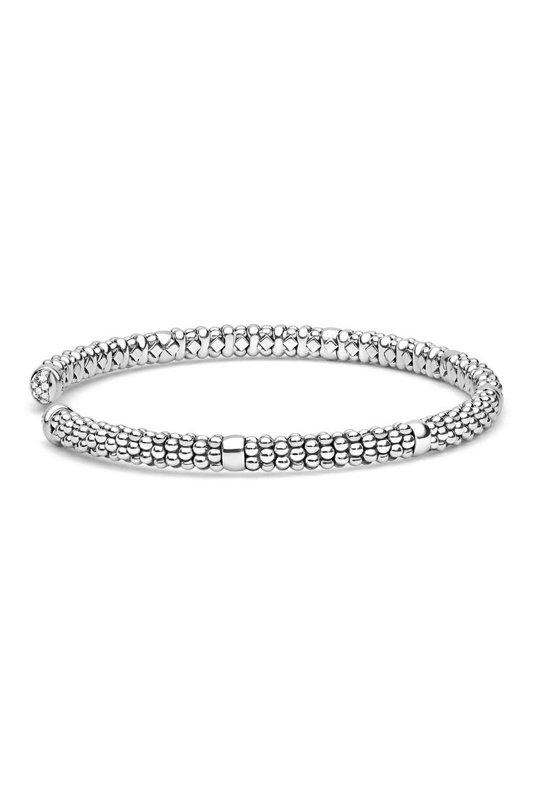 Signature Caviar Versa Pavé Diamond Cuff Bracelet, Alternate, color, SILVER