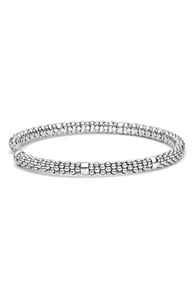 LAGOS Signature Caviar Versa Pavé Diamond Cuff Bracelet, Alternate, color, Silver