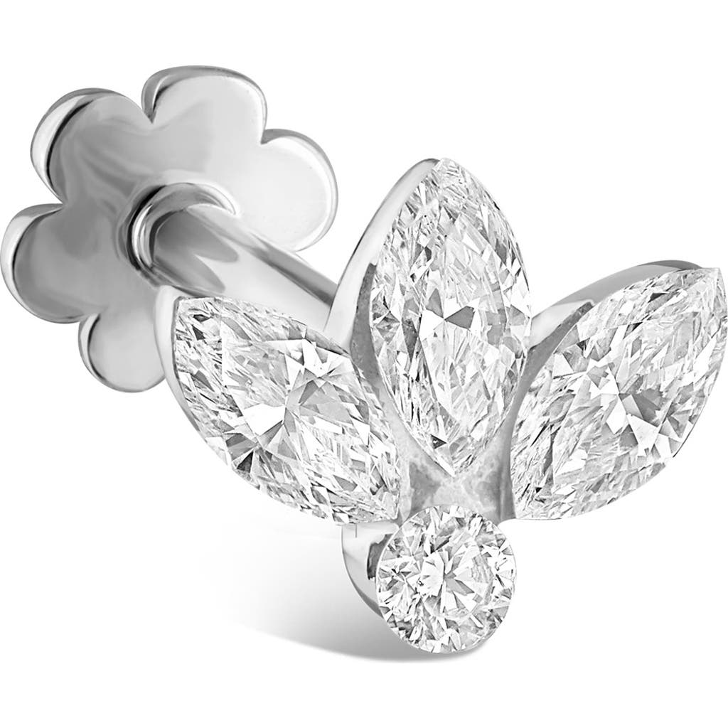 MARIA TASH MARIA TASH INVISIBLE DIAMOND LOTUS THREADED STUD EARRING