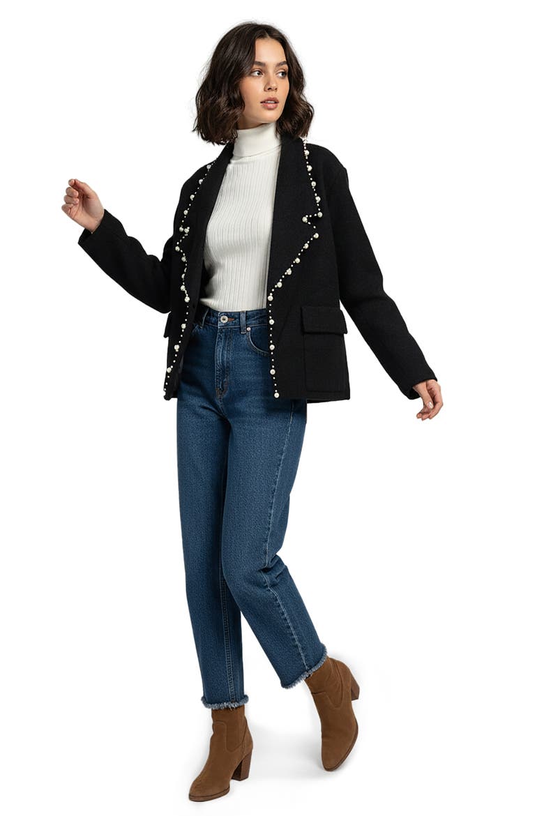 Embellished Blazer, Alternate, color, BLACK