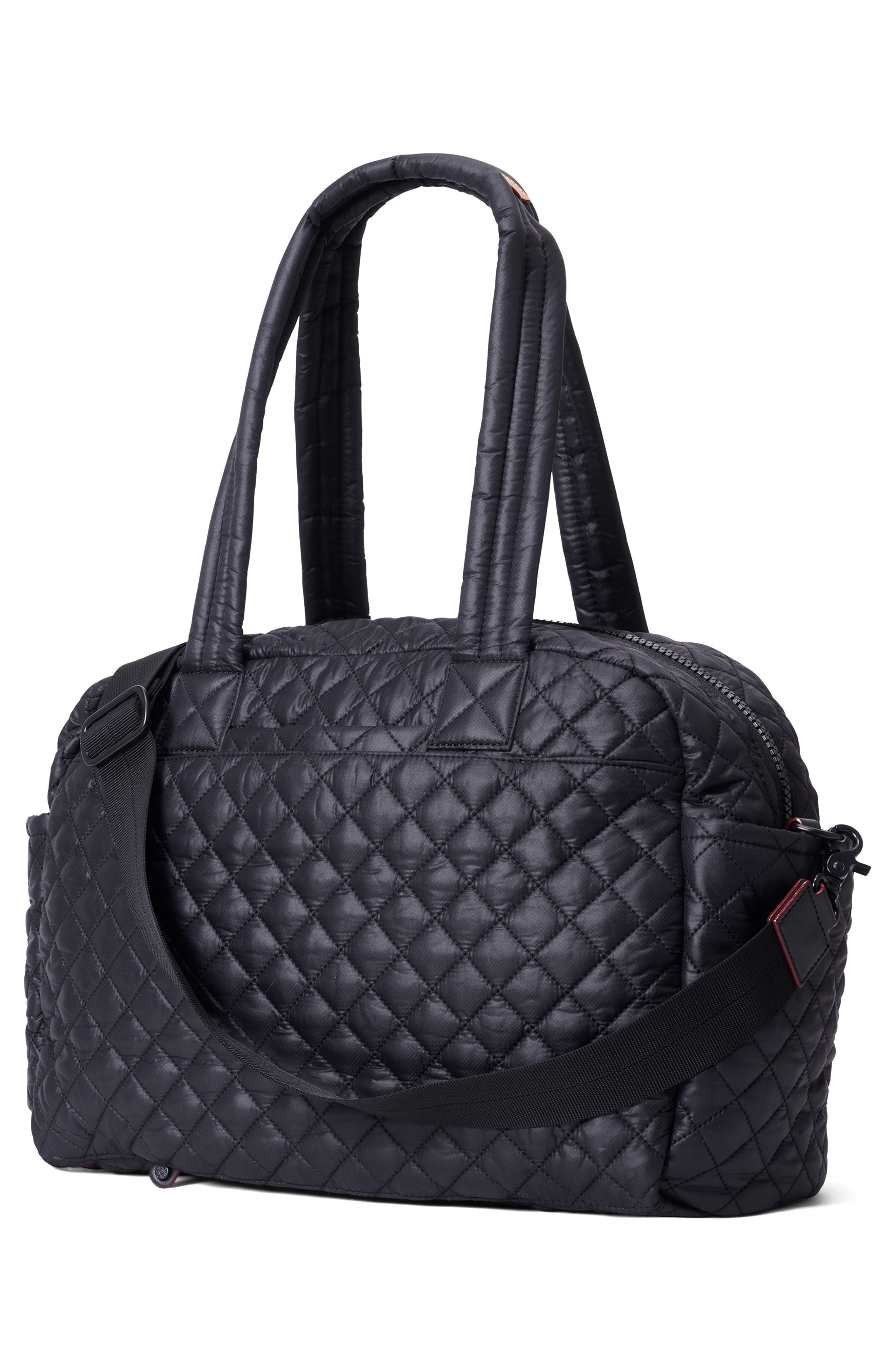 MZ Wallace Nik Quilted Nylon Duffle Bag, Alternate, color, Black