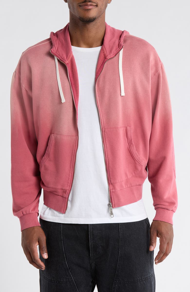 Brain Dead Padded Elbow Zip-Up Hoodie, Main, color, Brick