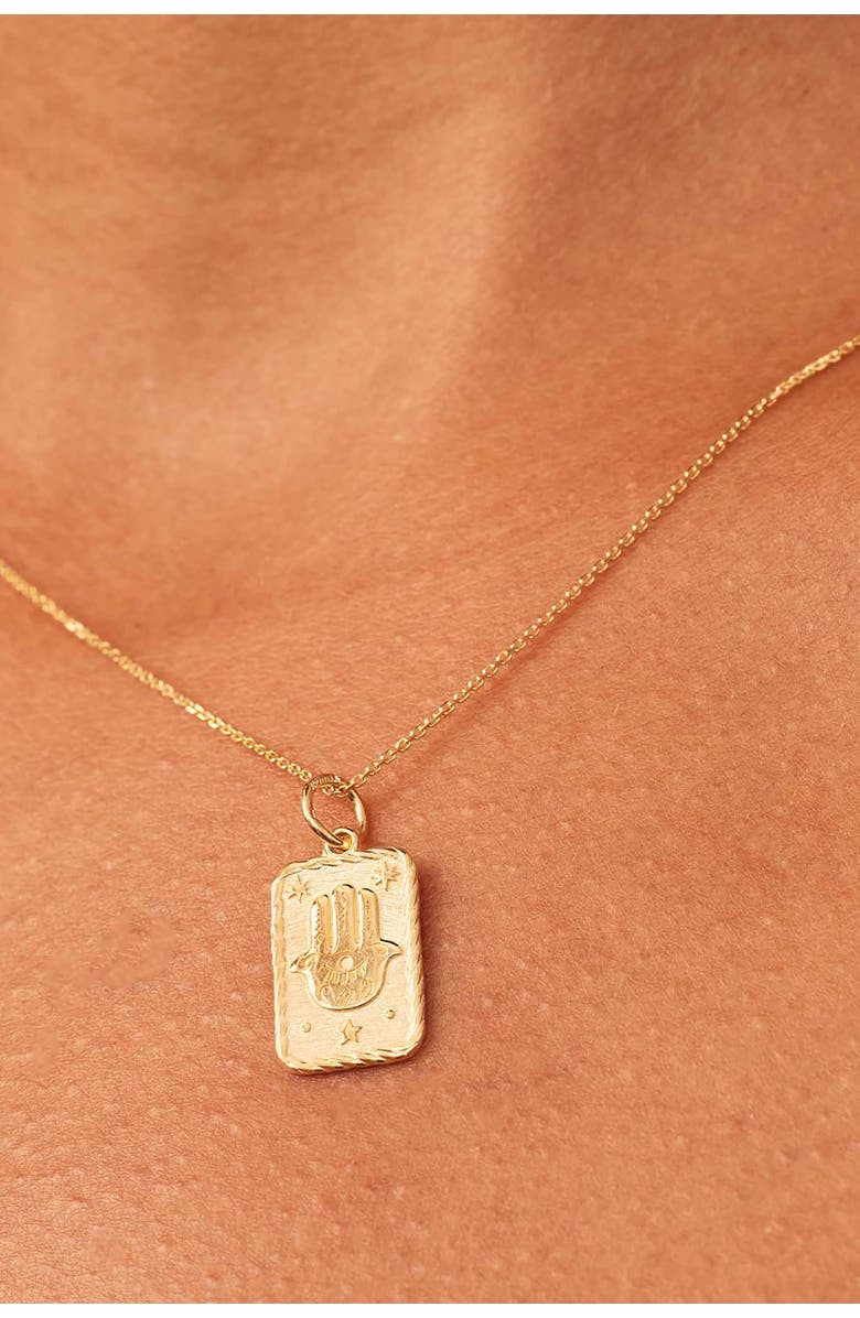 Oradina 14K Yellow Gold Hamsa Pendant Charm, Alternate, color, Yellow Gold