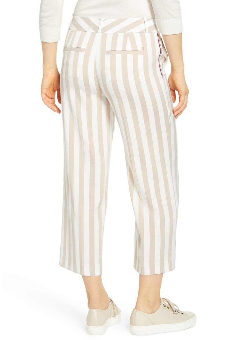 Stanford Stripe Crop Pants, Alternate, color, BEIGE/ IVORY