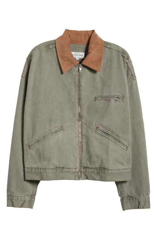 Slvrlake Camden Garage Zip Denim Jacket In Faded Olive
