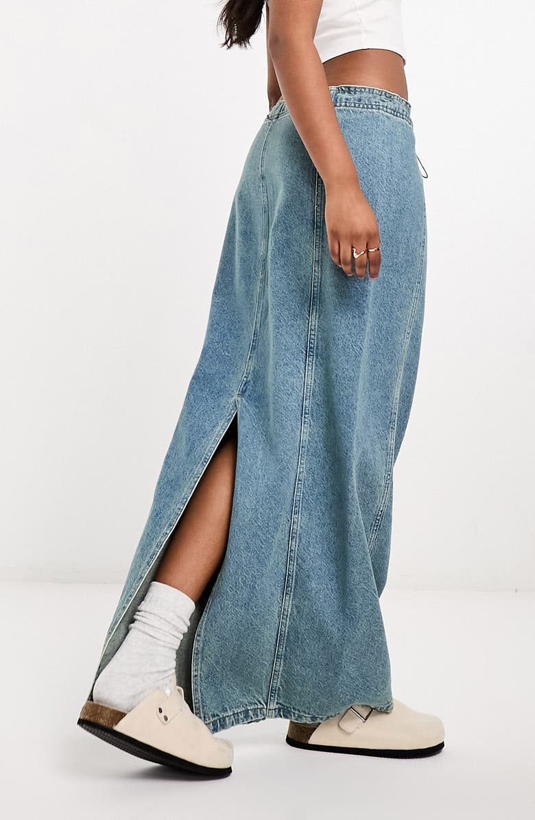 ASOS DESIGN Parachute Denim Midi Skirt, Alternate, color, 