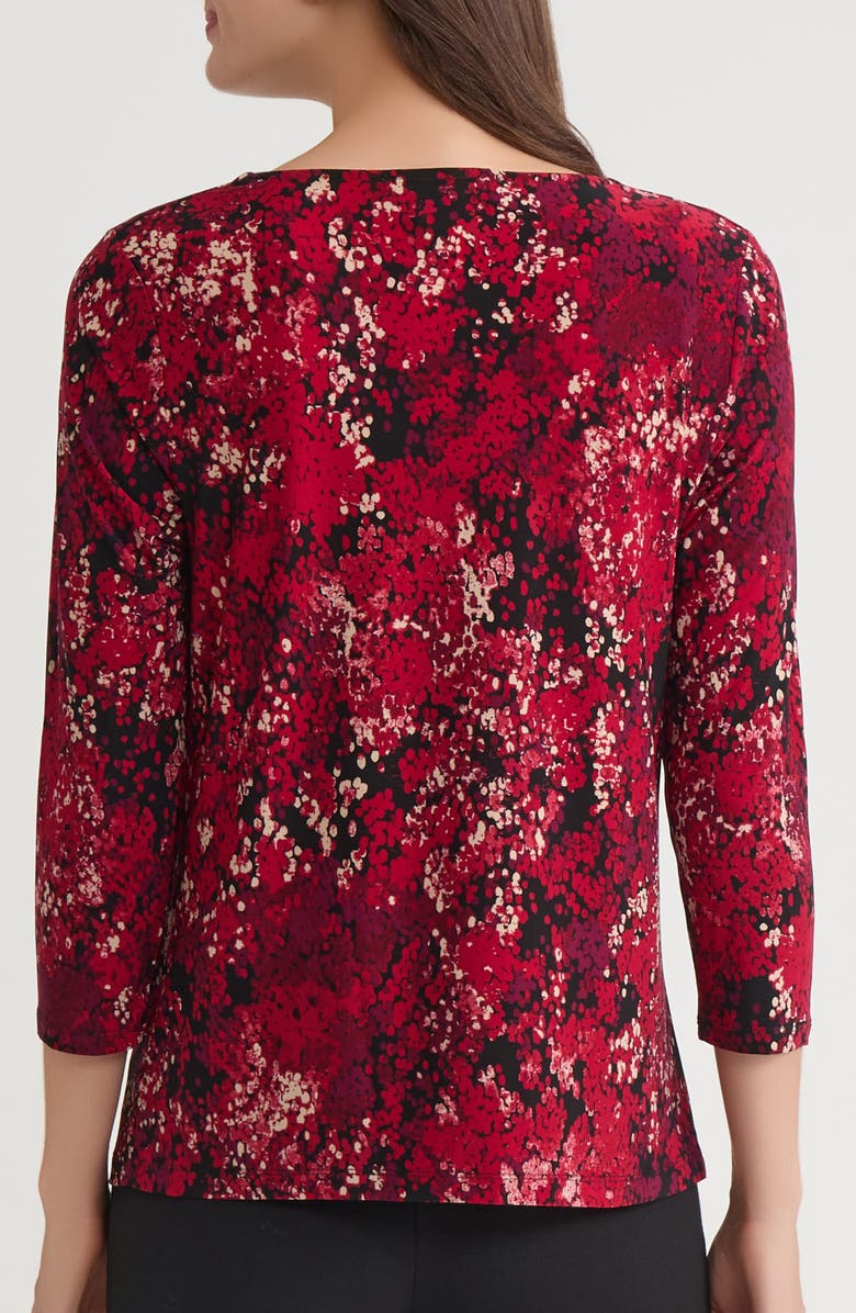 KASPER Pleated Three-Quarter Sleeve Top, Alternate, color, Black Multi