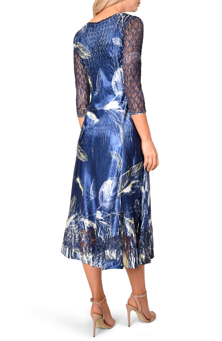Komarov Charmeuse & Chiffon Midi Dress, Alternate, color, 
