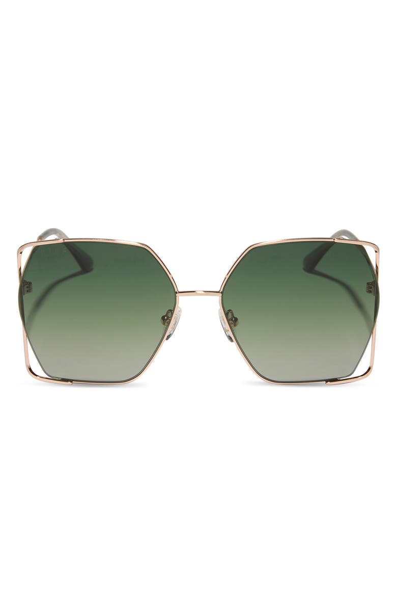 DIFF Donna IV 61mm Gradient Polarized Square Sunglasses, Main, color, Champagne / Cool Matcha