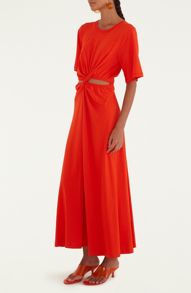 FARM Rio Artsy Cutout Detail Cotton Maxi Dress, Alternate, color, Red