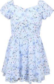 Zunie Emma Floral Print Smock Romper