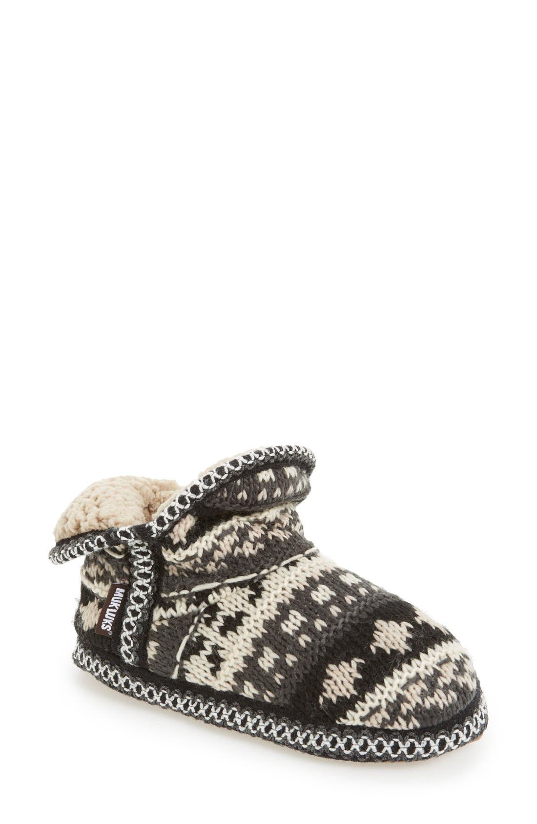 'Amira' Chunky Knit Bootie Slipper, Main, color, GREY