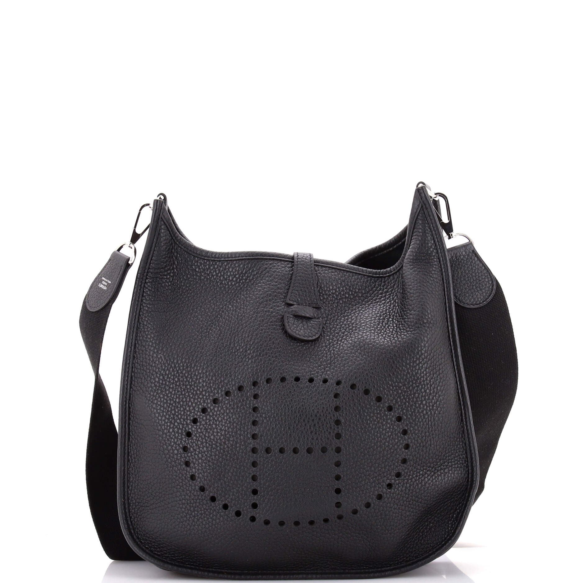 Pre-Owned Hermes Evelyne Bag Gen III Clemence PM, Main, color, Noir