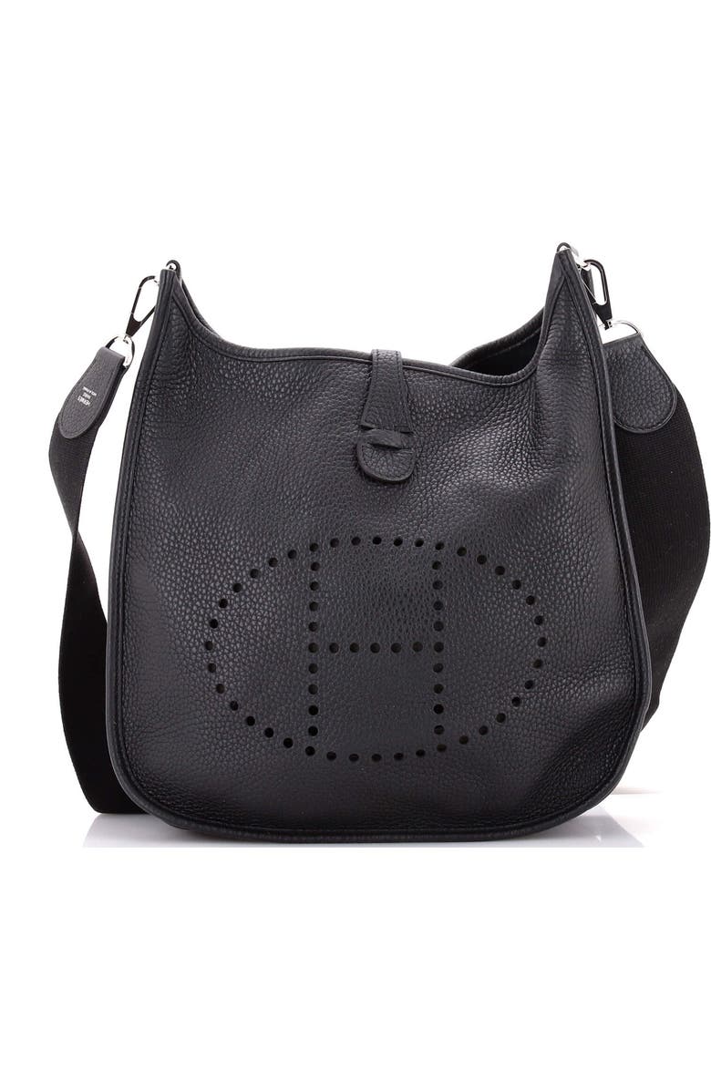 Pre-Owned Hermes Evelyne Bag Gen III Clemence PM, Main, color, Noir