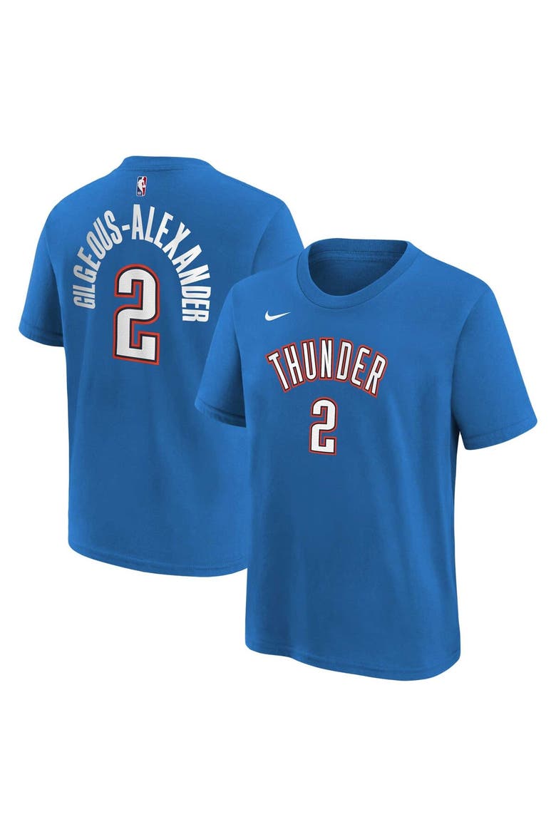 Youth Shai Gilgeous-Alexander Blue Oklahoma City Thunder Icon Name & Number T-Shirt, Alternate, color, White