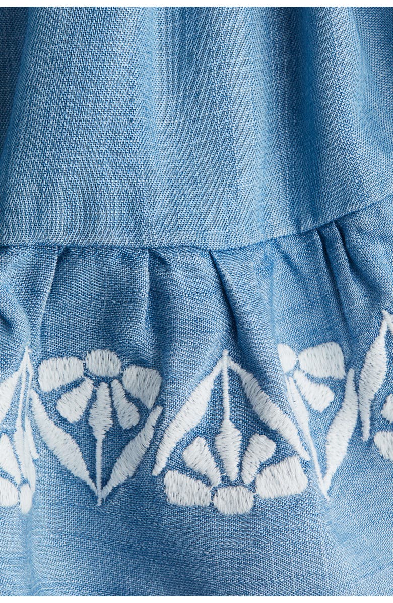 H&M Embroidery-detail Denim Skirt, Alternate, color, Blue/White Flowers