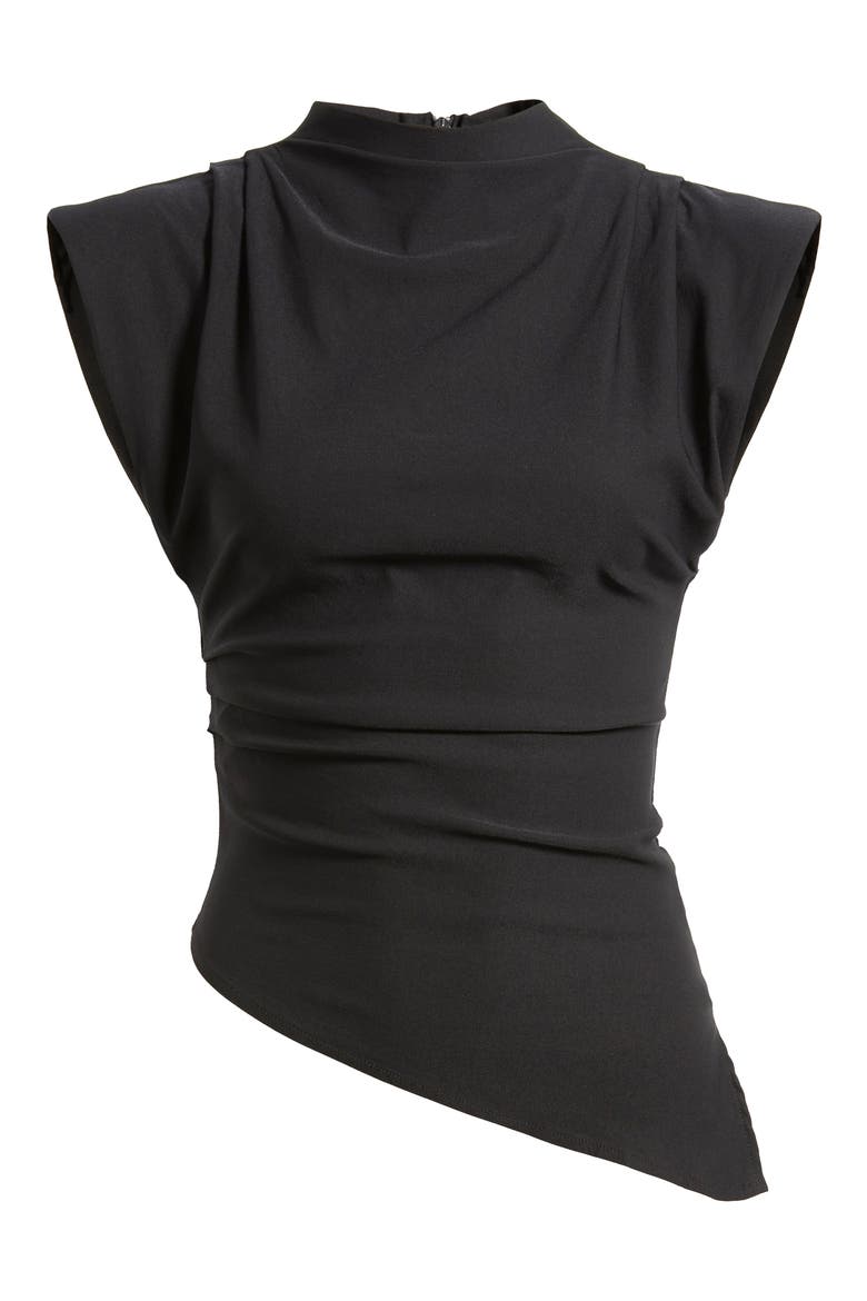 Cora Strong Shoulder Asymmetric Jersey Top, Alternate, color, BLACK