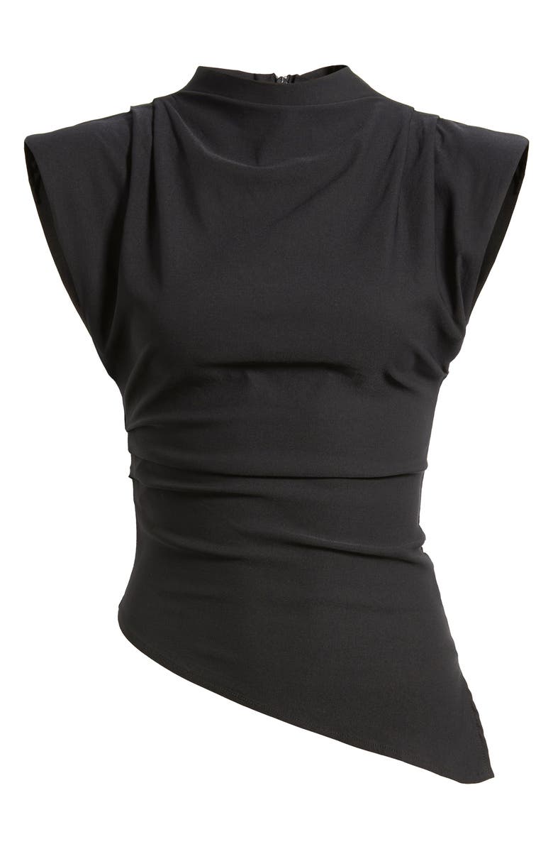 NIKKI LUND Cora Strong Shoulder Asymmetric Jersey Top, Main, color, Black