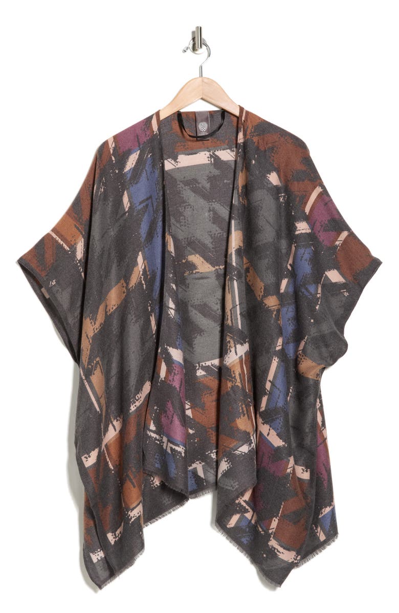 Vince Camuto Houndstooth Plaid Open Topper, Alternate, color, Black Multi