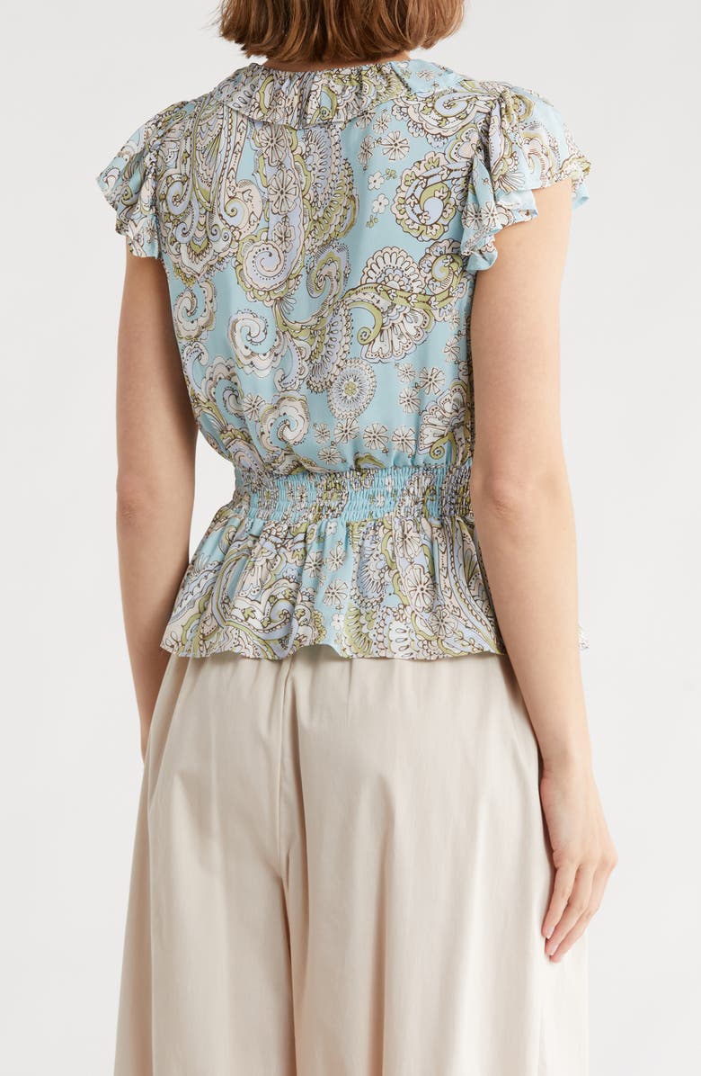 Parker The Margot Flutter Sleeve Peplum Top, Alternate, color, Robins Egg