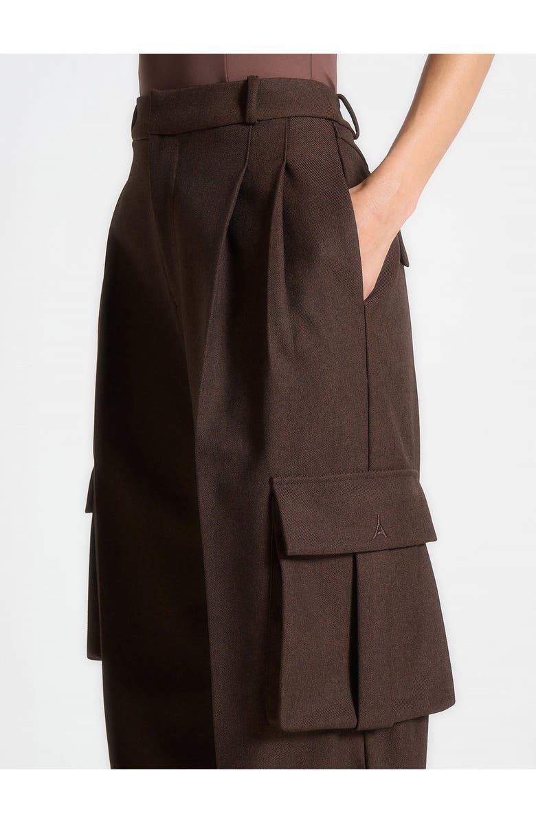 Manière De Voir Danielle Tailored Pleated Cargo Trousers, Alternate, color, Brown