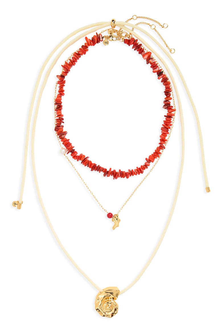 Set of 3 Pukka Shell Necklaces, Main, color, ENAMEL RED