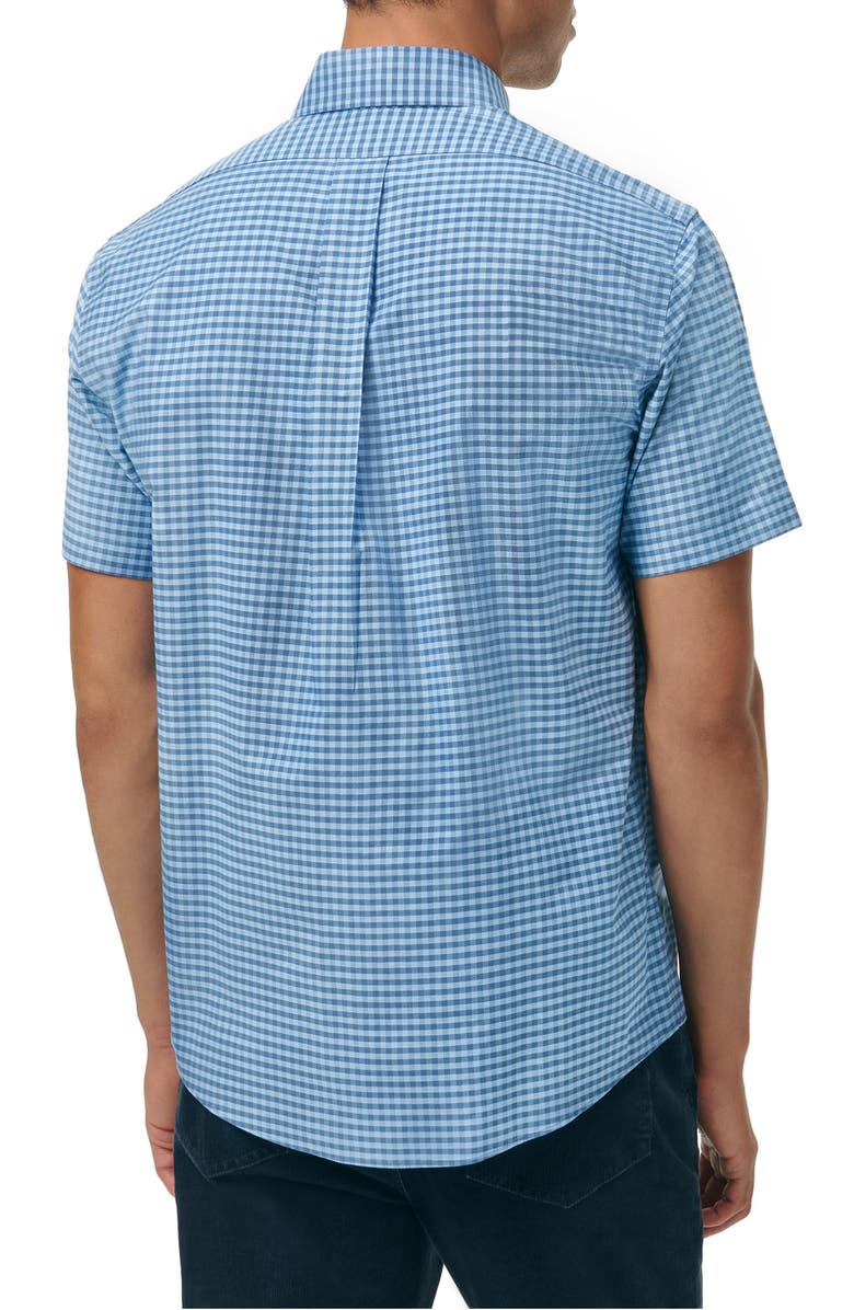Brooks Brothers Gingham Short Sleeve Stretch Cotton Button-Down Shirt, Alternate, color, 