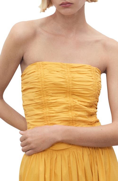 Mango Sunny Cotton Blend Strapless Top In Yellow