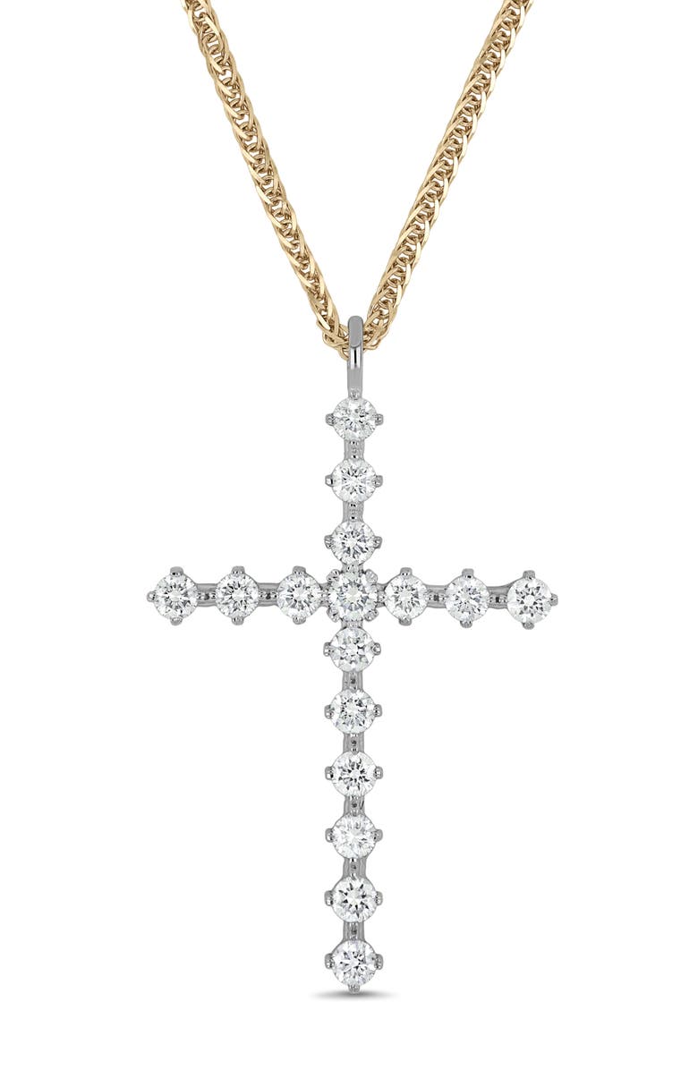 Bony Levy 18K Gold Liora Diamond Cross Pendant Necklace, Alternate, color, Two Tone