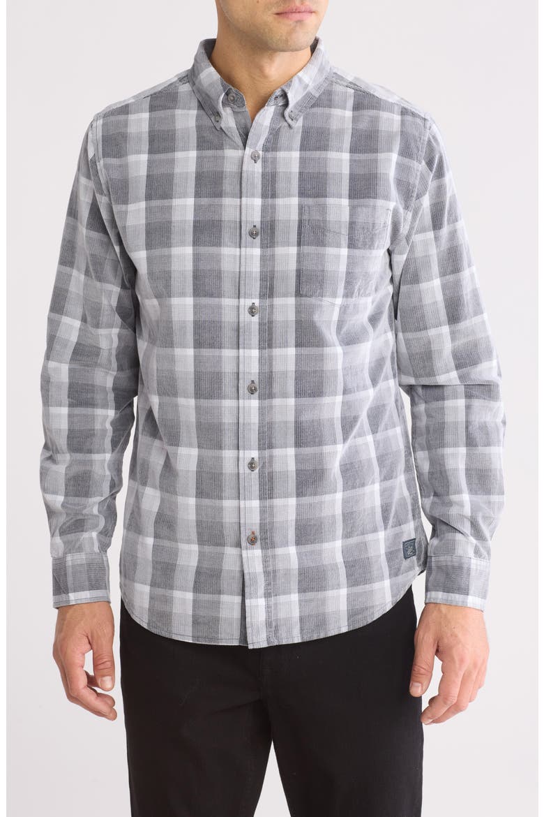Plaid Corduroy Button-Up Shirt, Main, color, FORMAL GREY