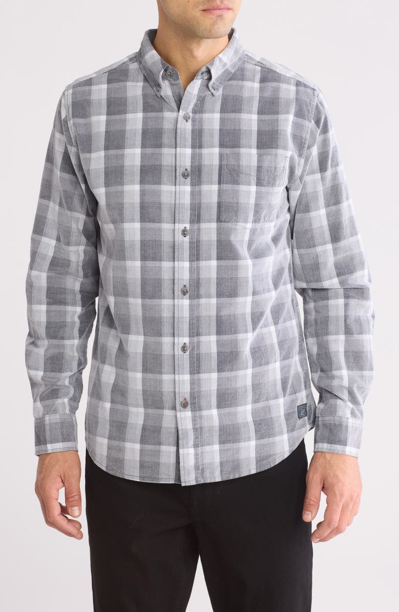 Weatherproof<sup>®</sup> Plaid Corduroy Button-Up Shirt, Main, color, Formal Grey