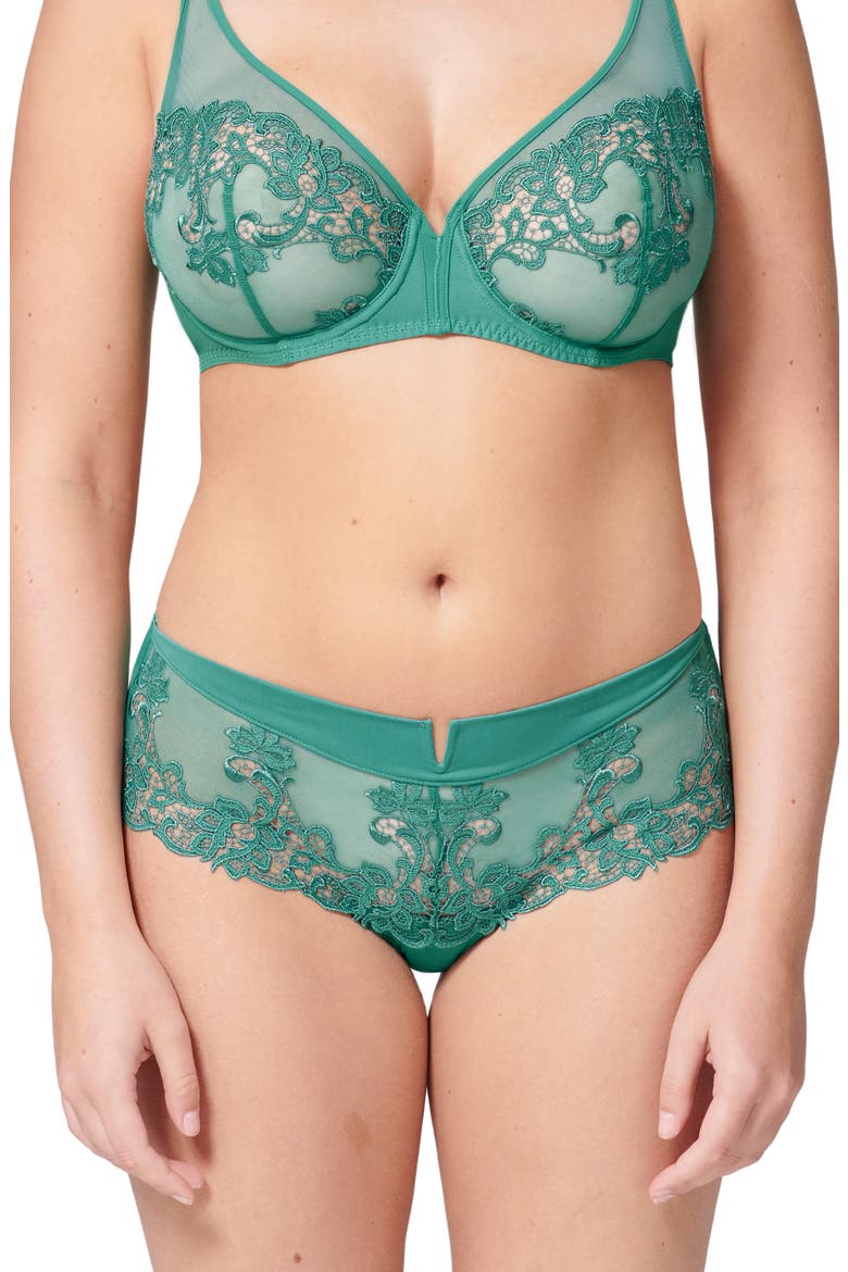 'Saga' Embroidered Boyshort Briefs, Alternate, color, GARDEN GREEN