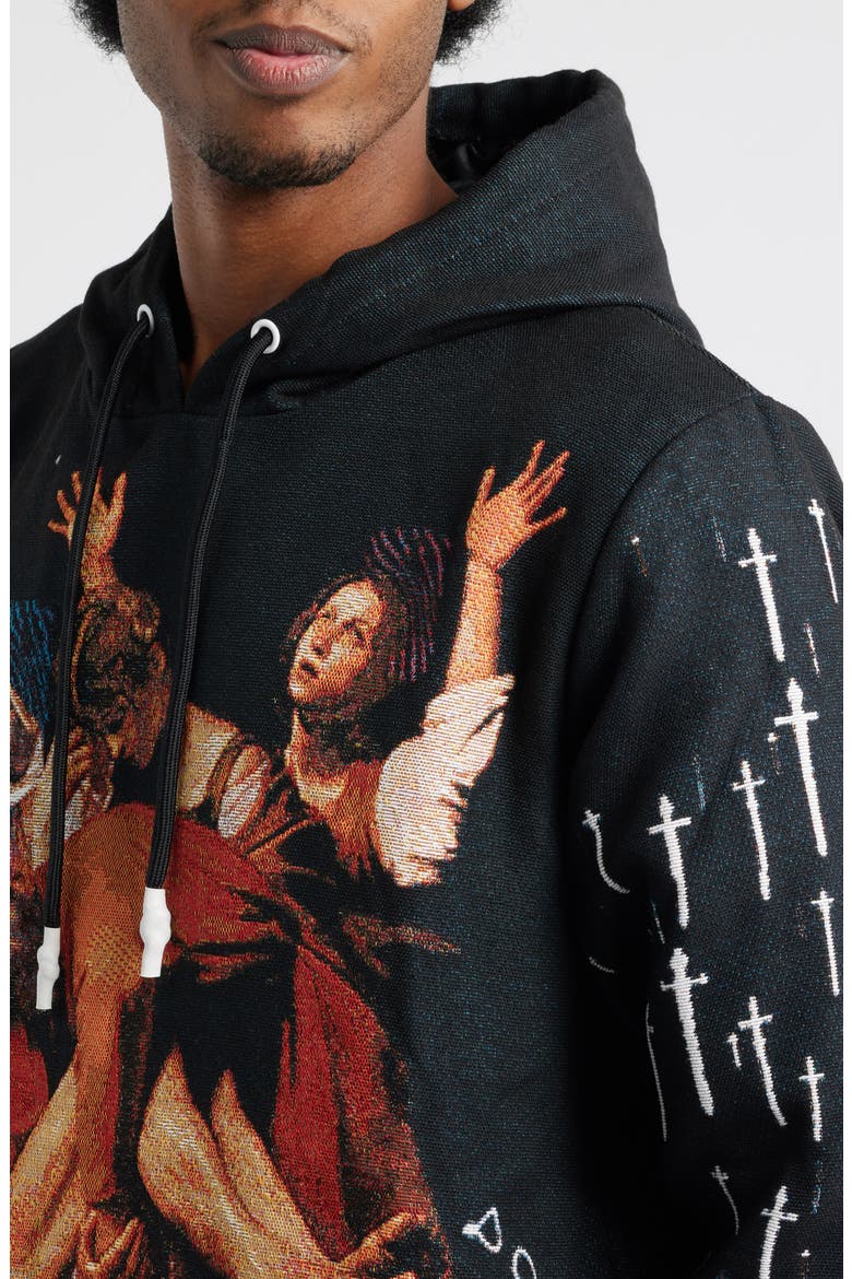 Entombment Jacquard Hoodie, Alternate, color, BLACK