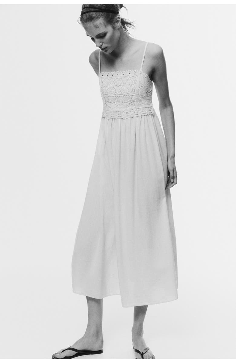 H&M Cotton Strappy Dress, Alternate, color, Light Beige