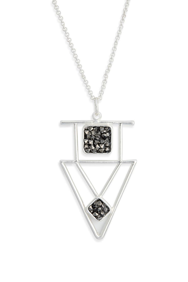 Minimalist Crystal Pendant Necklace, Main, color, SILVER