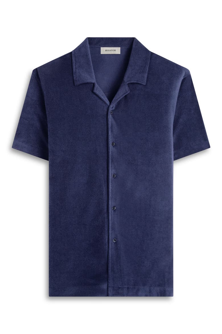 Terry Cloth Camp Shirt, Alternate, color, NAVY