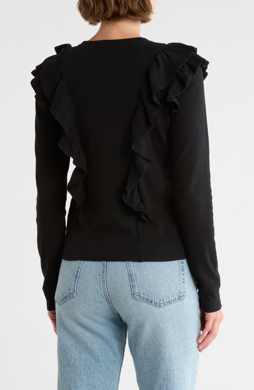 Melrose And Market Ruffle Shoulder Knit Top In Black