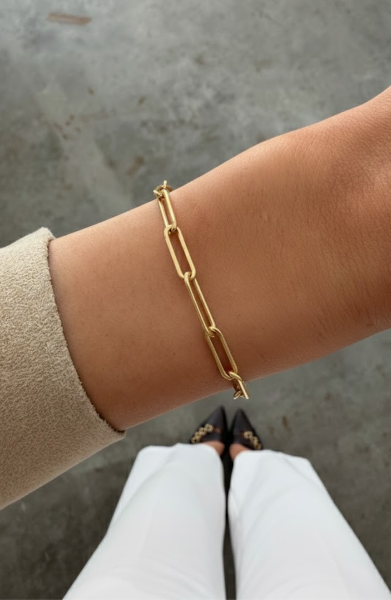 CUFFED BY NANO Chunky Paperclip 14k Gold Filled Bracelet, Alternate, color, Gold