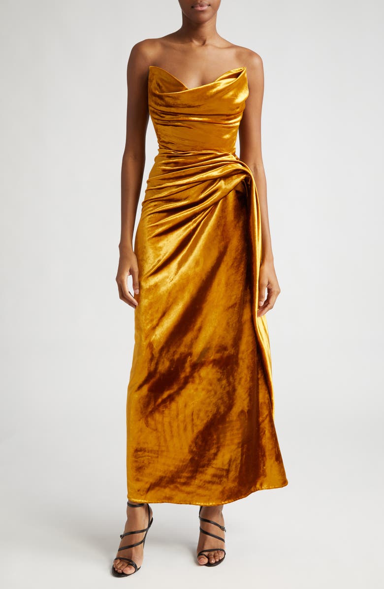 Jason Wu Collection Strapless Shiny Velvet Gown, Main, color, 