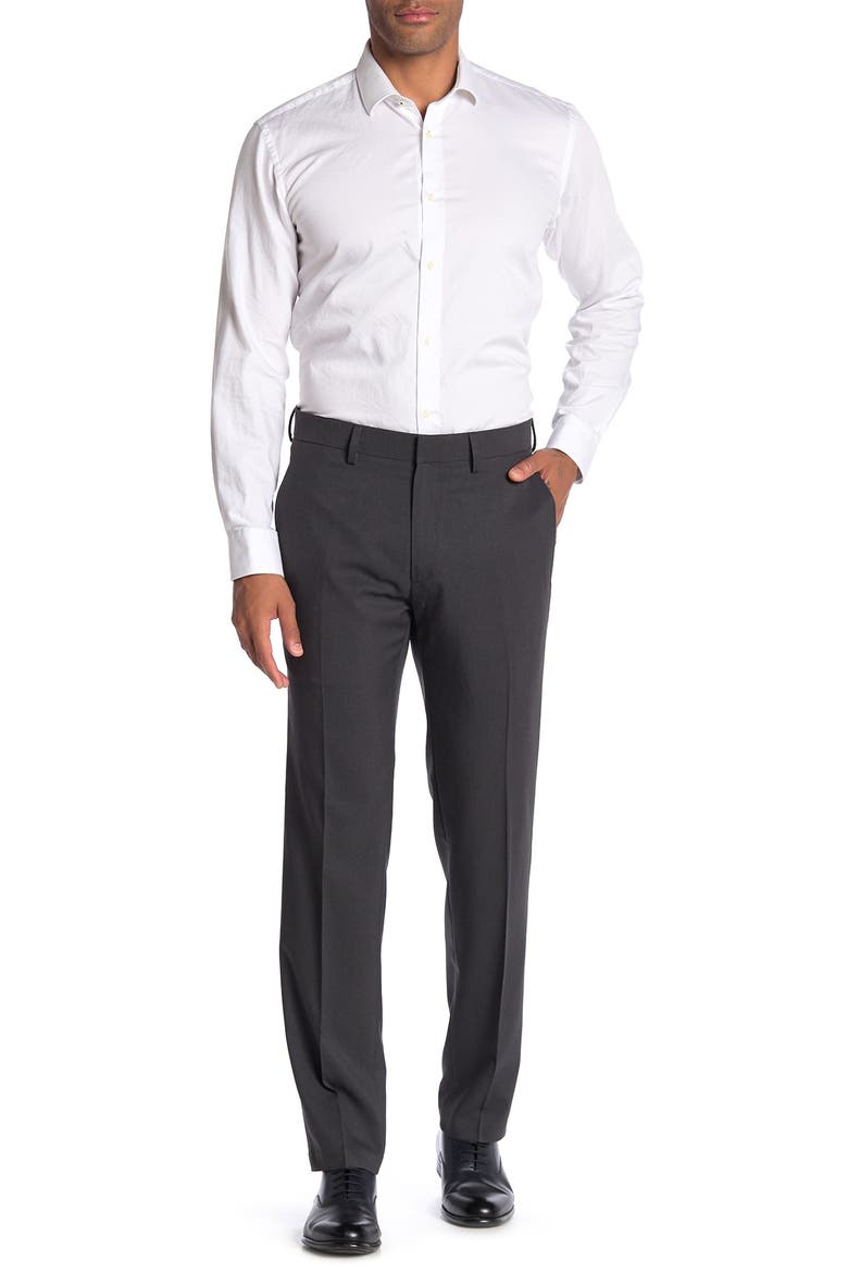 Mini Check Straight Fit Dress Pants, Alternate, color, CHARCOAL