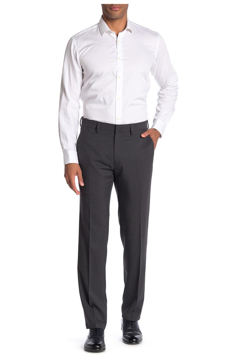 Kenneth Cole Reaction Mini Check Straight Fit Dress Pants, Alternate, color, Charcoal