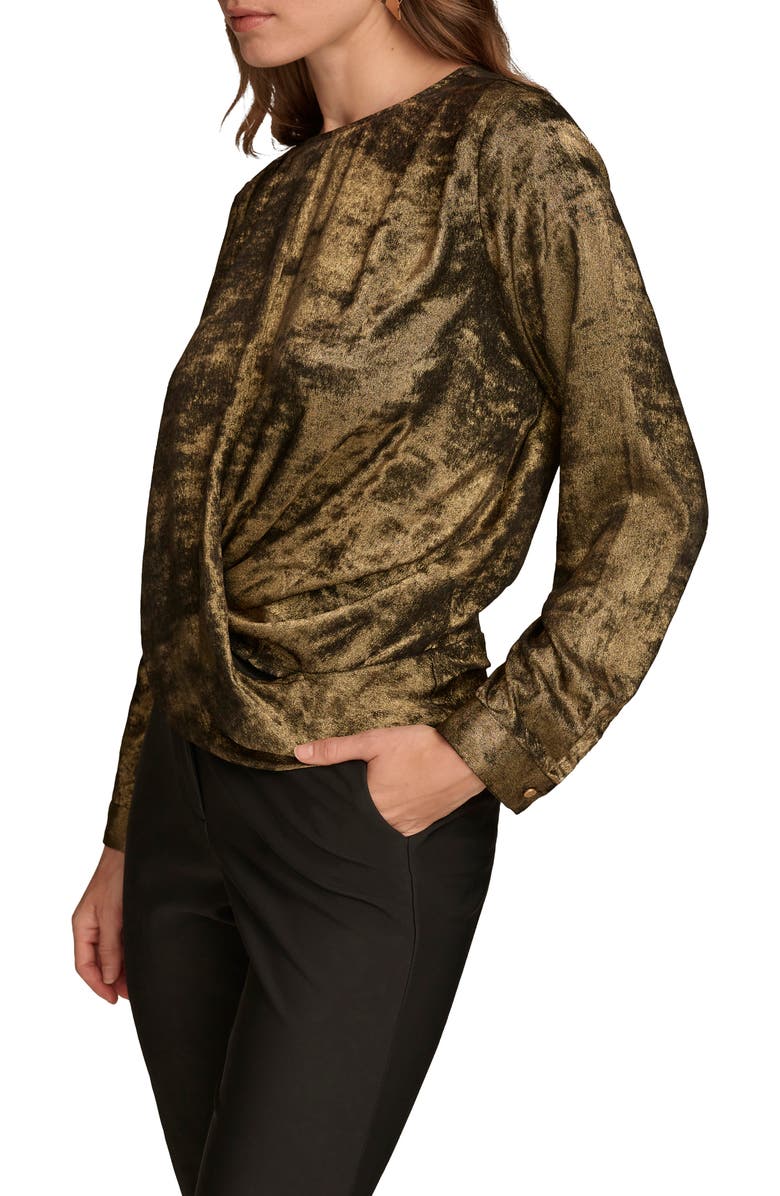 Donna Karan New York Metallic Faux Wrap Top, Alternate, color, 